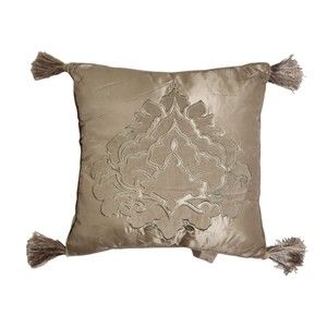 Royal Velvet JCP Decorative Pillow Embroidered Applique Tassels 18"x18" Beige